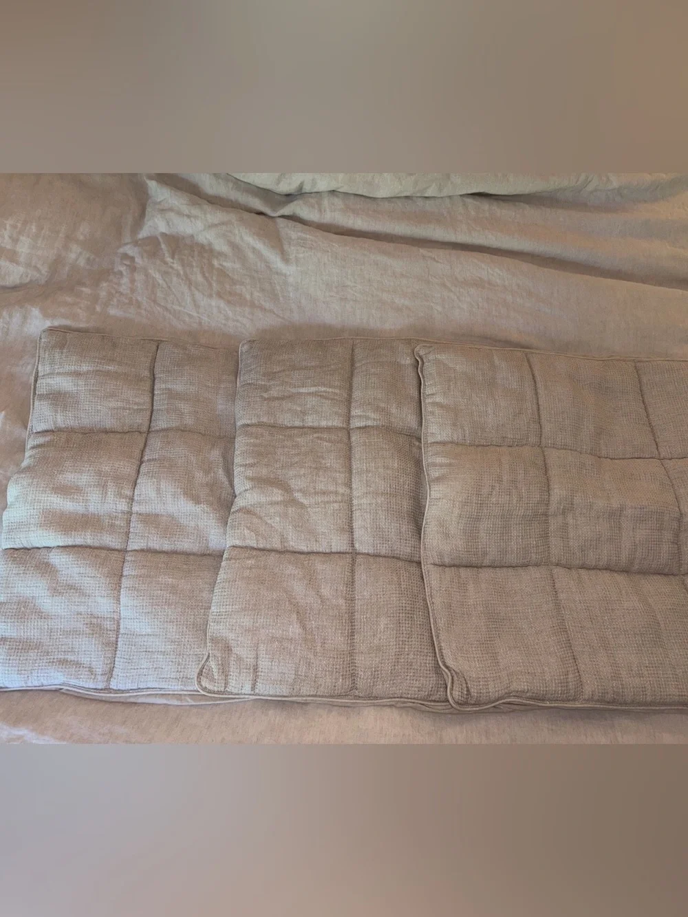 Pottery Barn European Flax Linen Waffle Comforter Sham Set of 3 {26” Square}